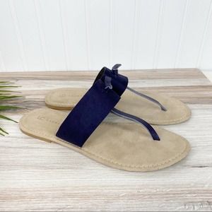 Lauren Conrad Navy Faux Leather Flip Flops
